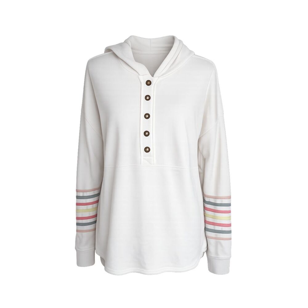 MAURICES CASUAL 1/2 BUTTON HOODED SWEATSHIRT SIZE LARGE